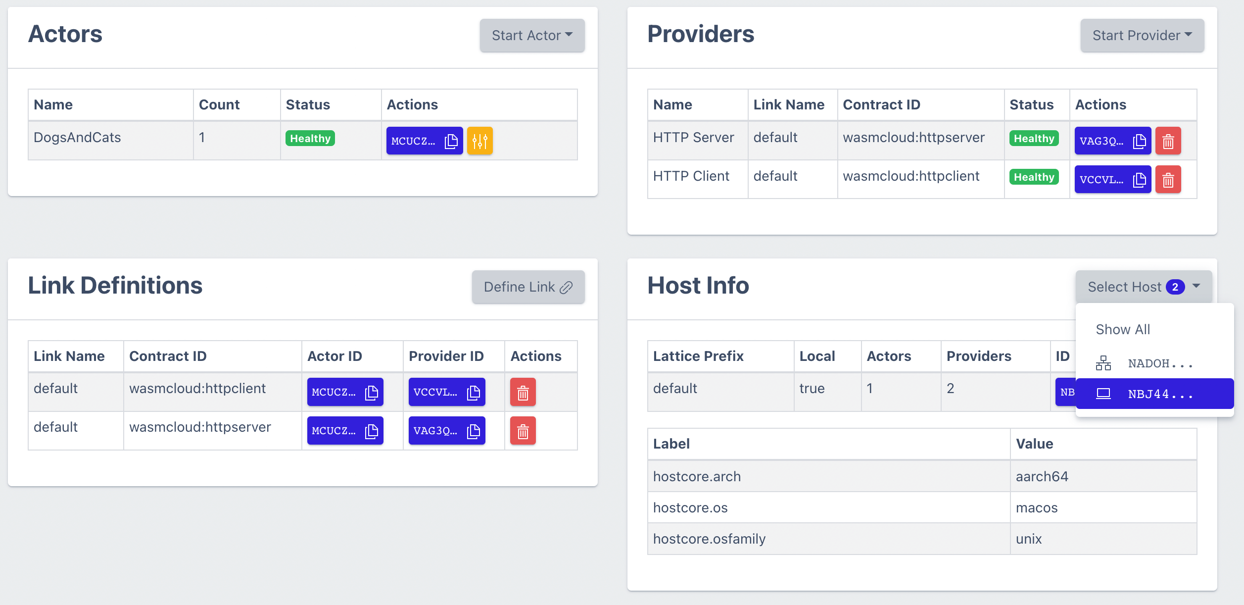 wasmCloud dashboard